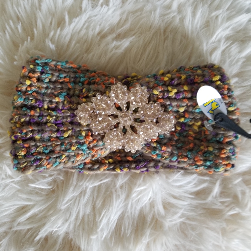 Crochet winter head warmer.